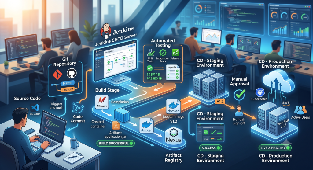 CI/CD pipeline workflow diagram