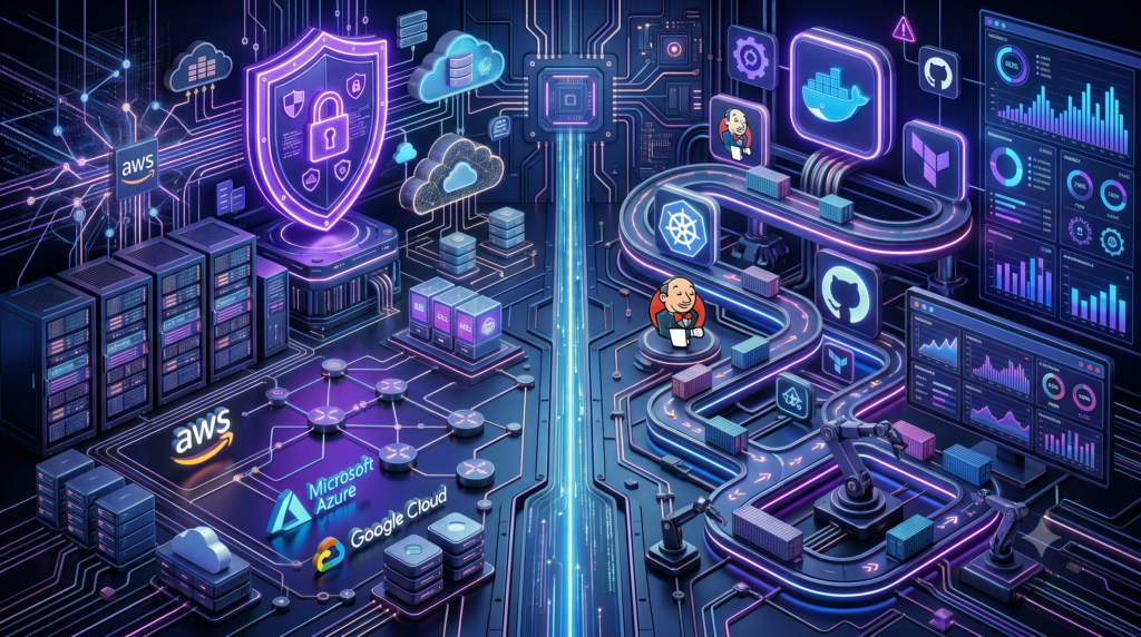 Cloud Engineer vs DevOps Engineer featured image showing cloud infrastructure and DevOps automation technologies.
