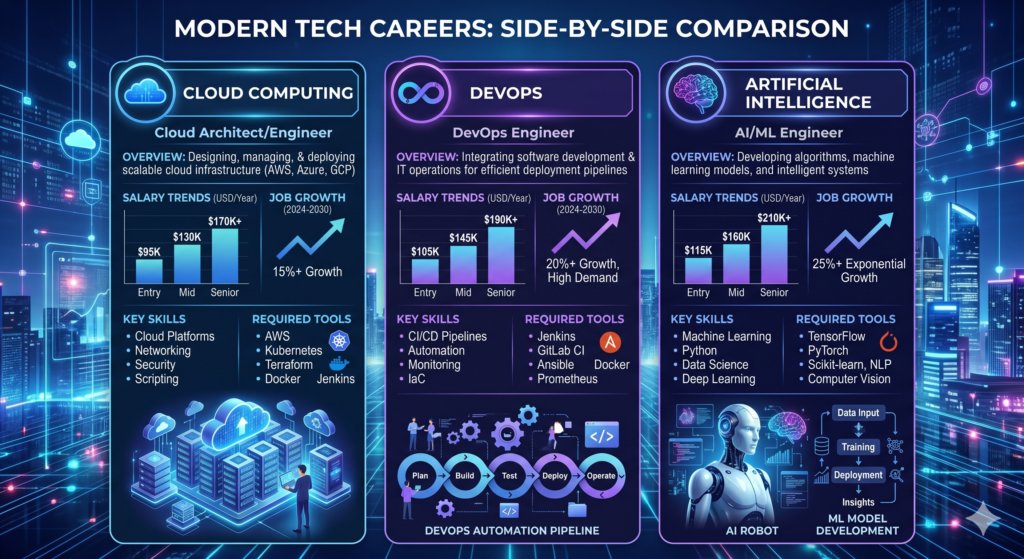 Cloud Computing vs DevOps vs AI Career Comparison 2026